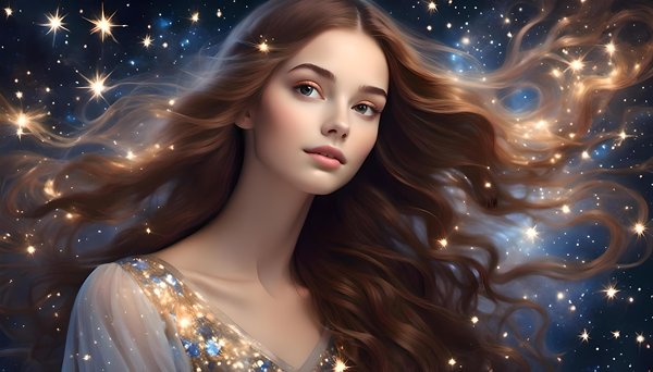 femeie cu parul saten printre stele