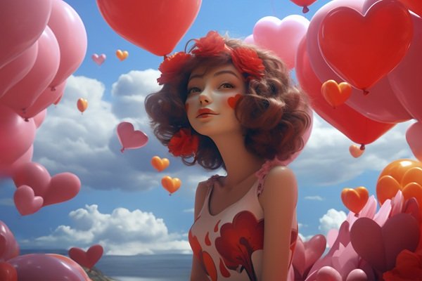 femeie satena cu parul scurt inconjurata d einimi