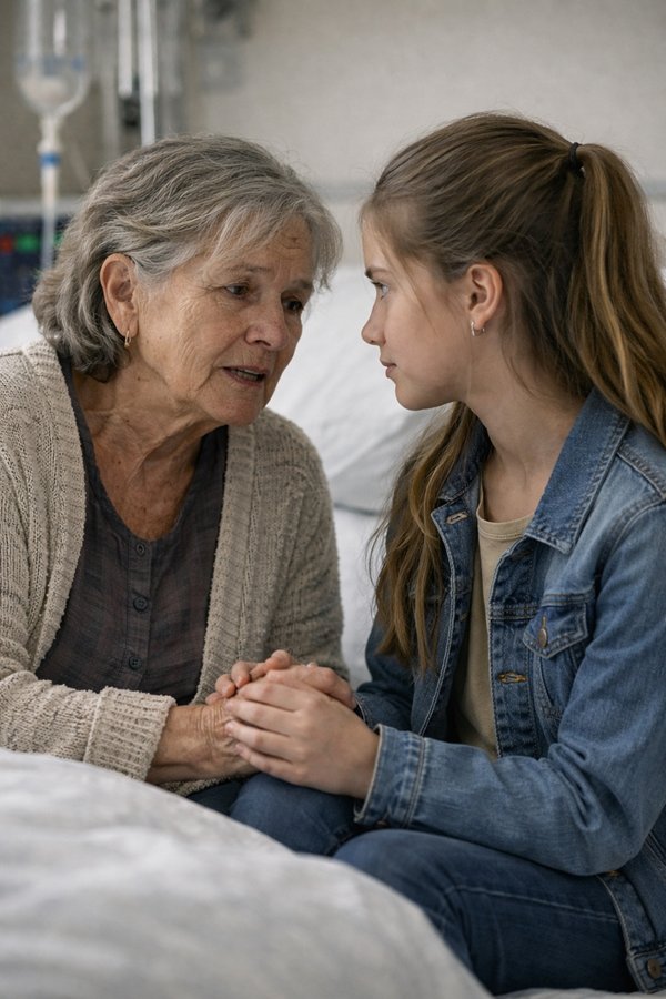 femeie in varsta vorbeste cu nepoata ei