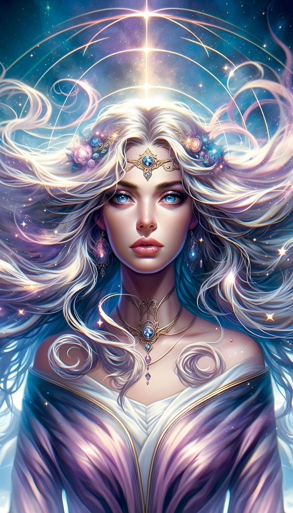 femeie cu parul mov imbracata in roz