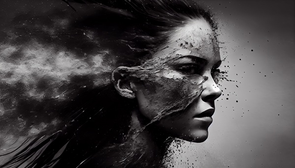 chip de femeie cu praf