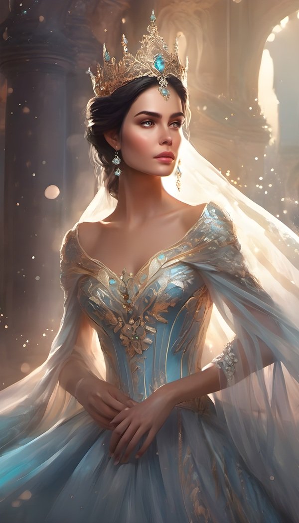 femeie cu coroana de regina in rochie bleu