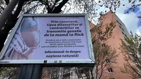 panou cu mesaj anticezariana in bucuresti