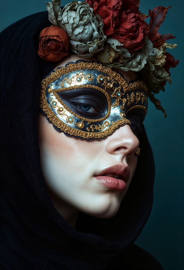 femeie bruneta cu masca pe fata