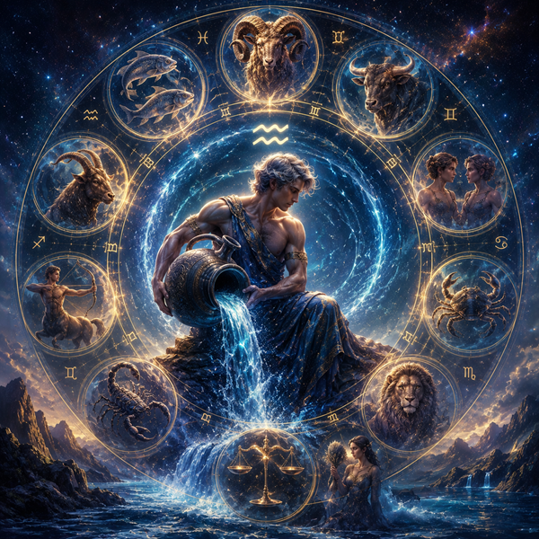 zodia varsator in mijlocul unor poze cu zodii