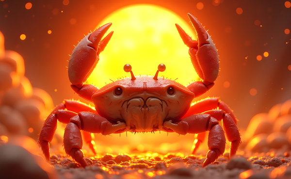 un crab in lumina soarelui in apa