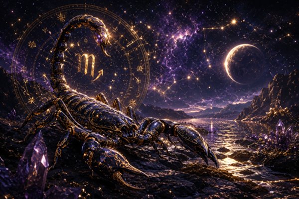 zodia scorpion pe fundal de luna noua noaptea