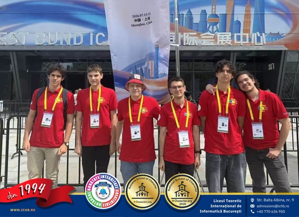 sase elevi romani imbracati in rosu la olimpiada de chimie din uzbekistan