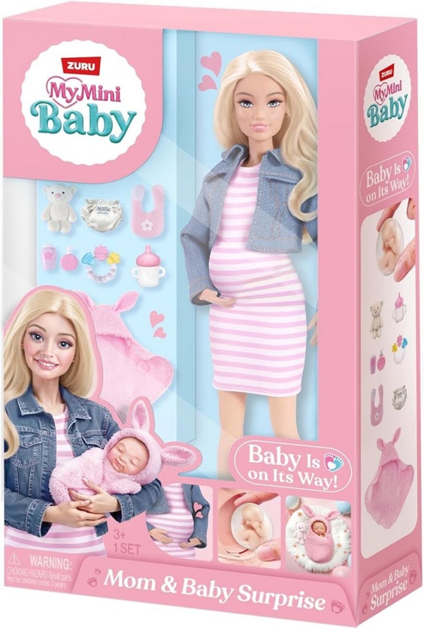 cutie roz cu o papusa blonda insarcinata