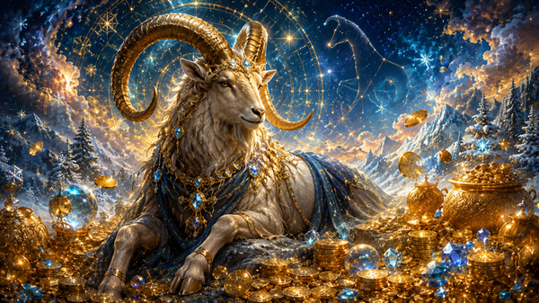 zodia capricorn sta pe galbeni de aur si bogatii