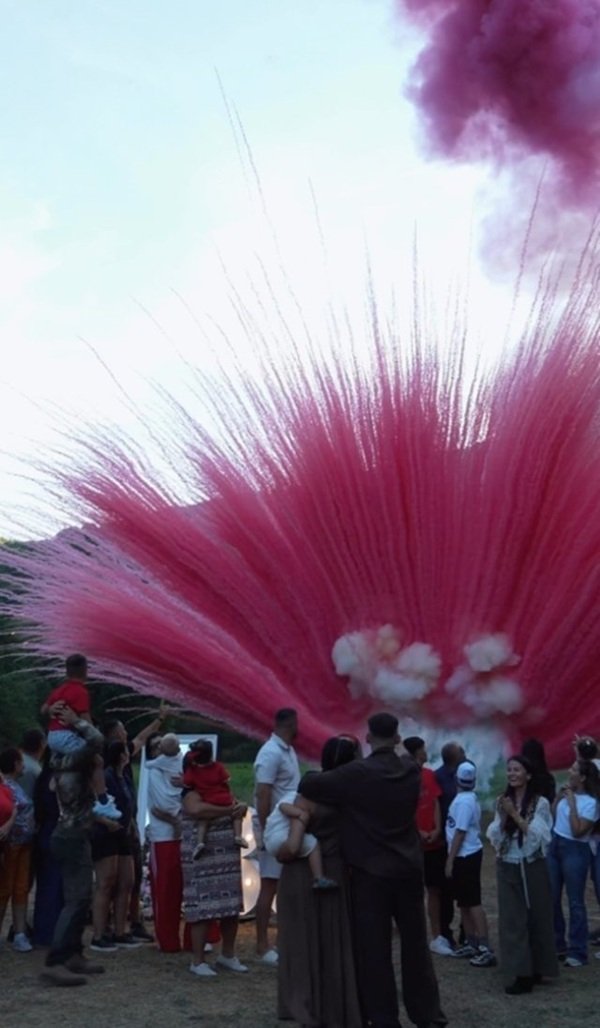 fum roz la petrecere de gender reveal familia sterp
