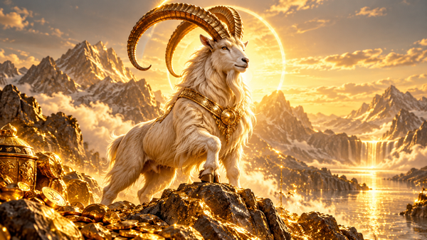 capricorn inconjurat de bogatii peisaj montan cu rasarit