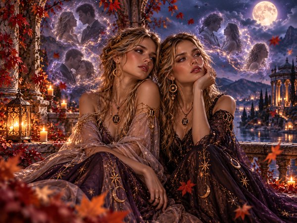 doua femei blonde din zodia gemeni privesc catre imaginindin trecut