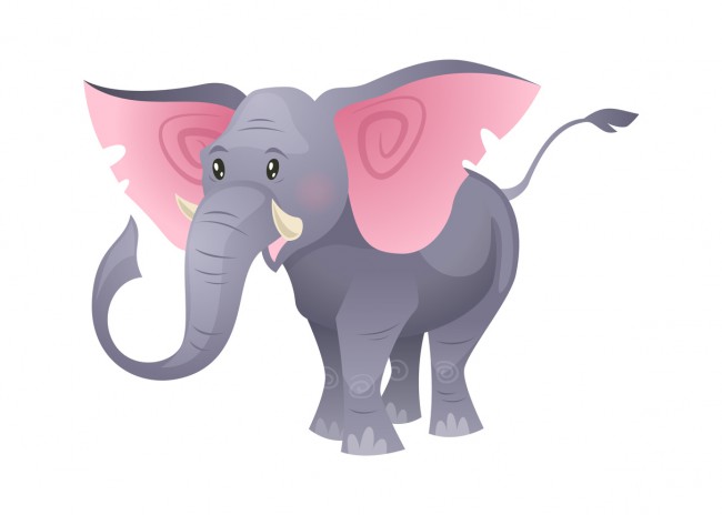 ilustratie-cu-un-elefant-gri-si-urechi-roz