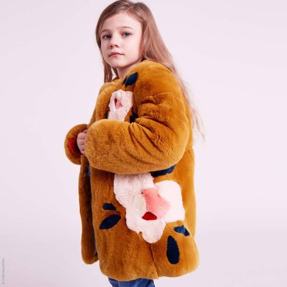 haina blana artificiala copii-haină de blană colorată fără glugă